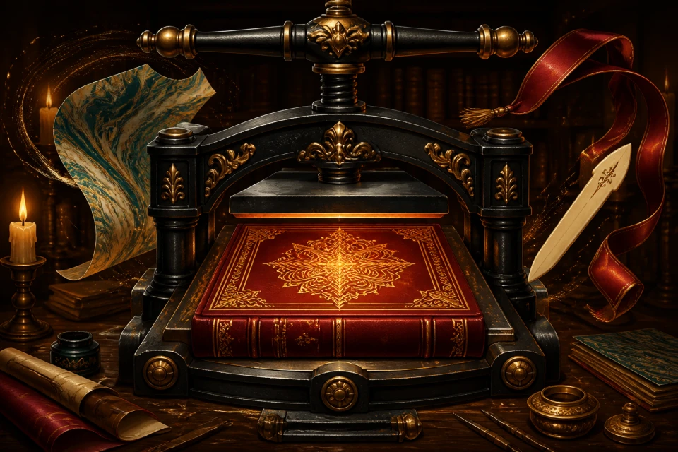 The Gilded Bindery cinematic game cover