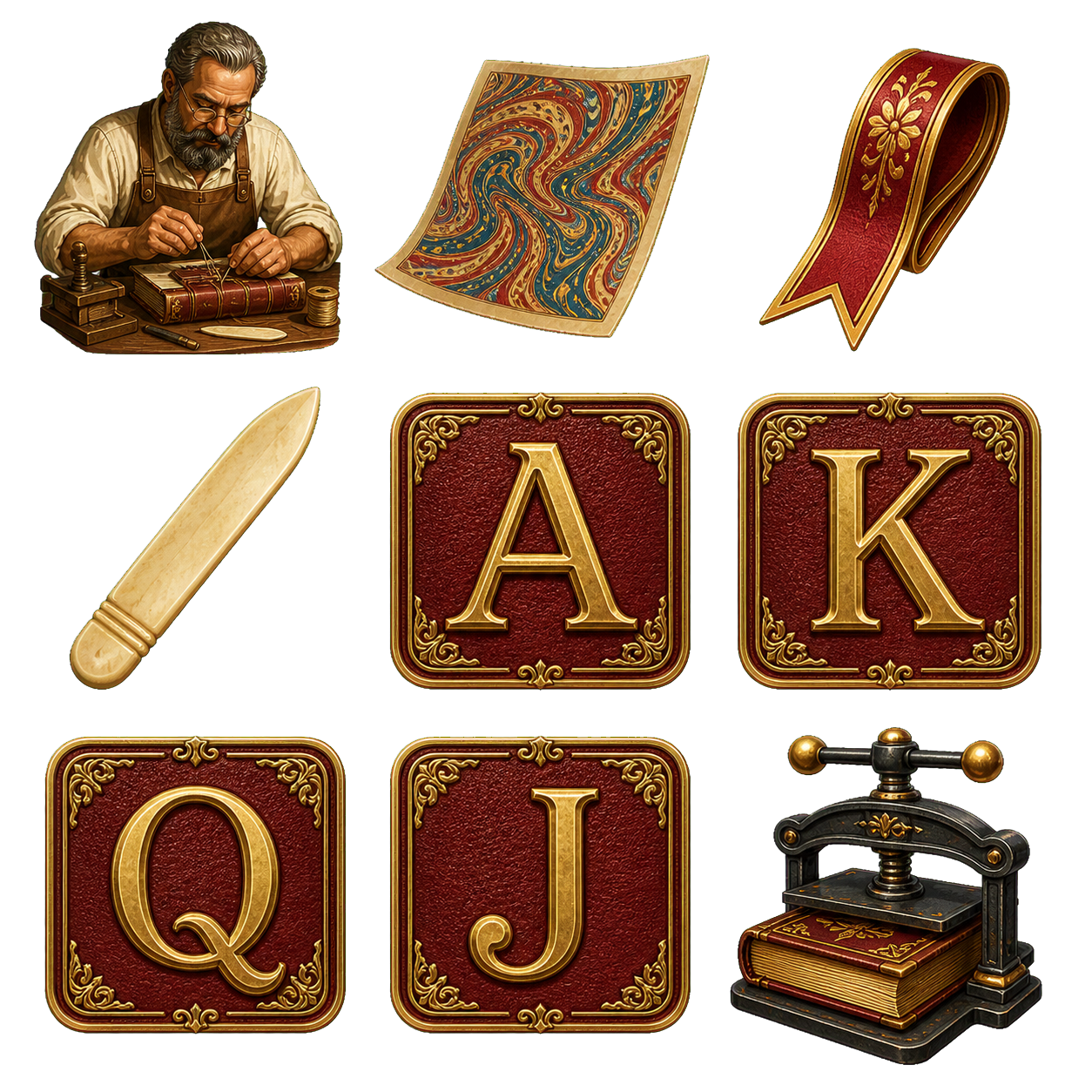 The Gilded Bindery original symbol sheet
